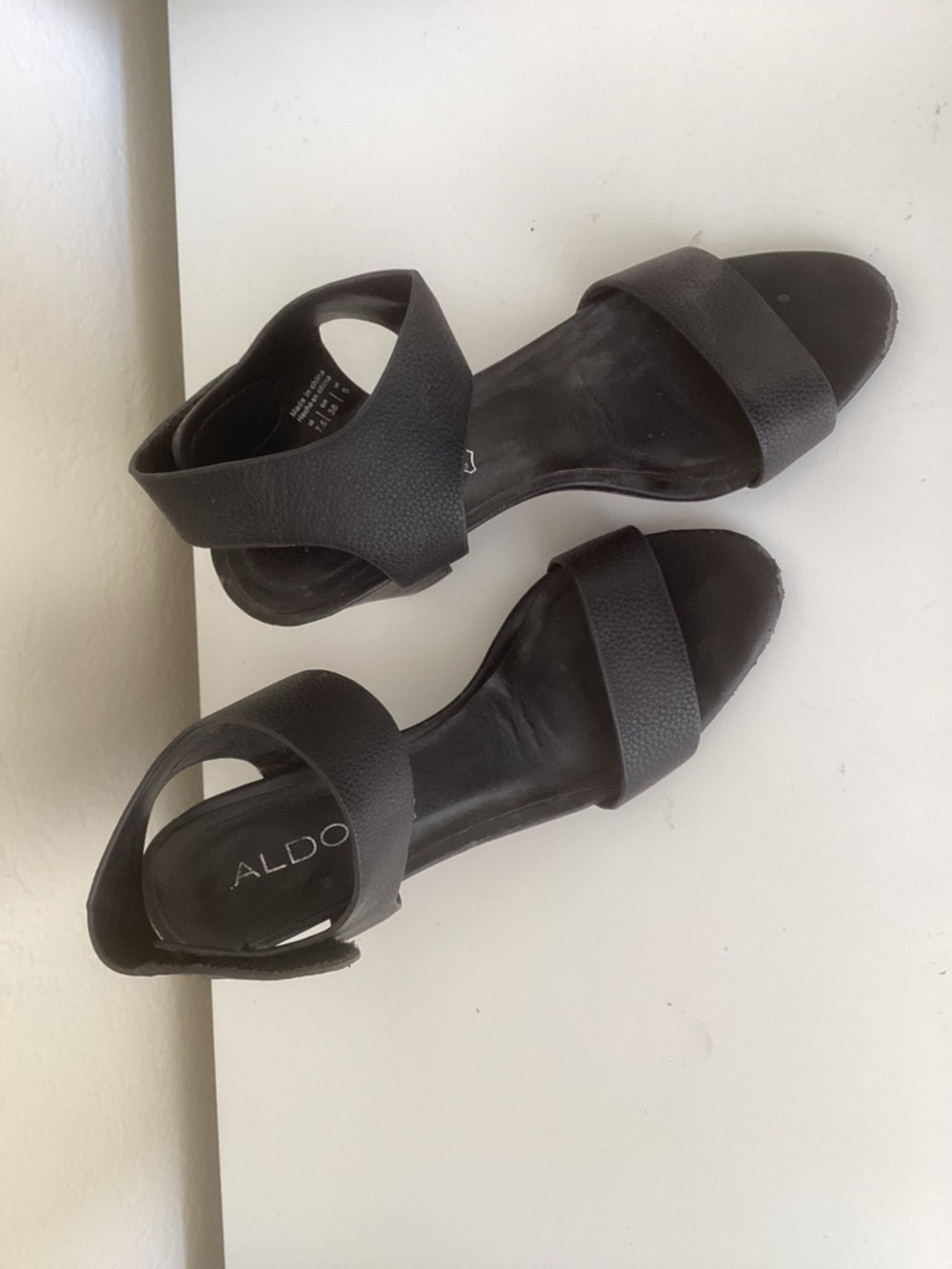 ALDO Black Two-Strap Ankle Sandals